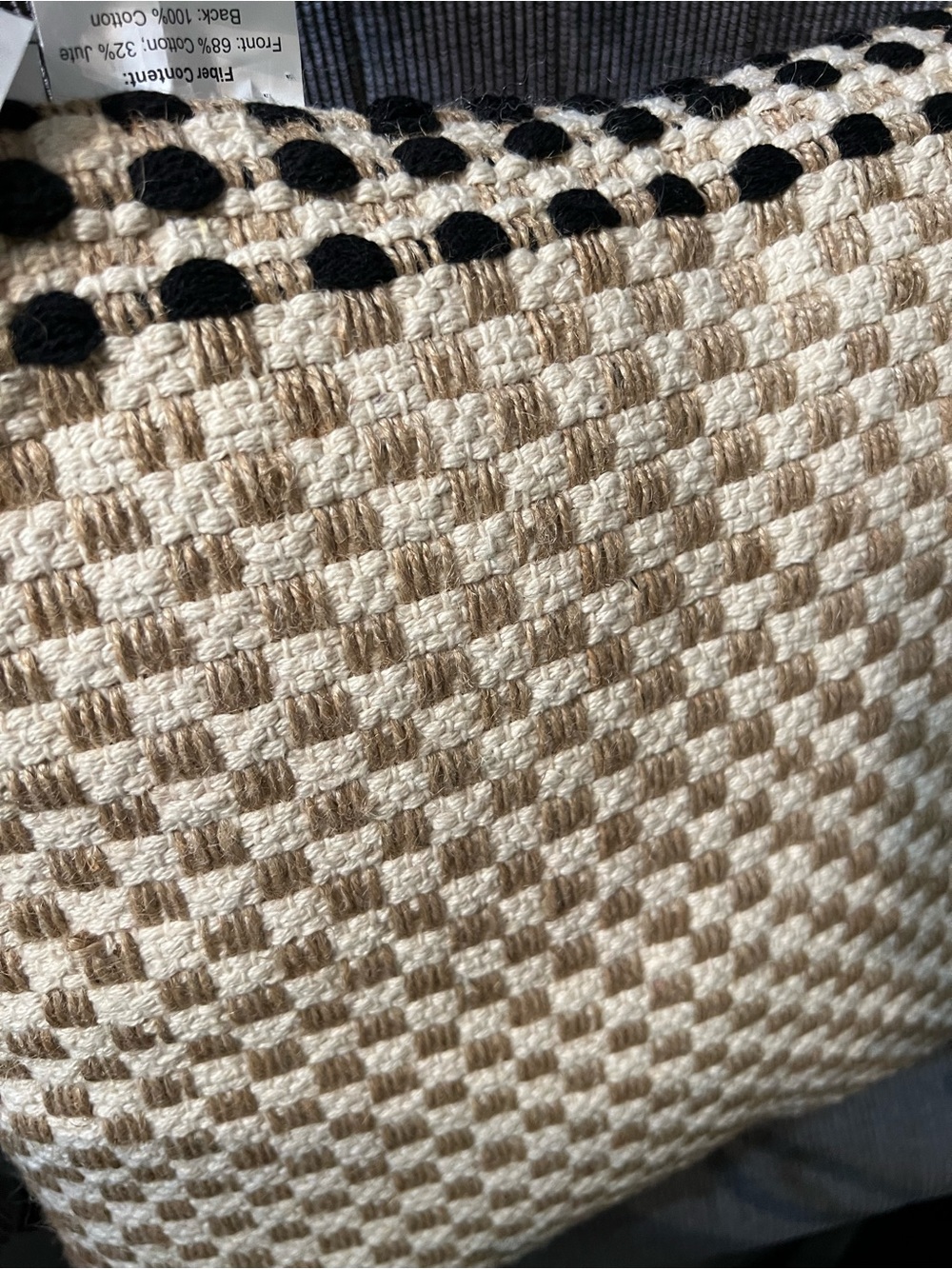 Comfort Bay Cream and Black Woven Accent Pillow